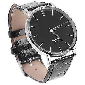 PU Band Watch 9140 Men Quartz Round Dial Ultra Thin 3Pcs
