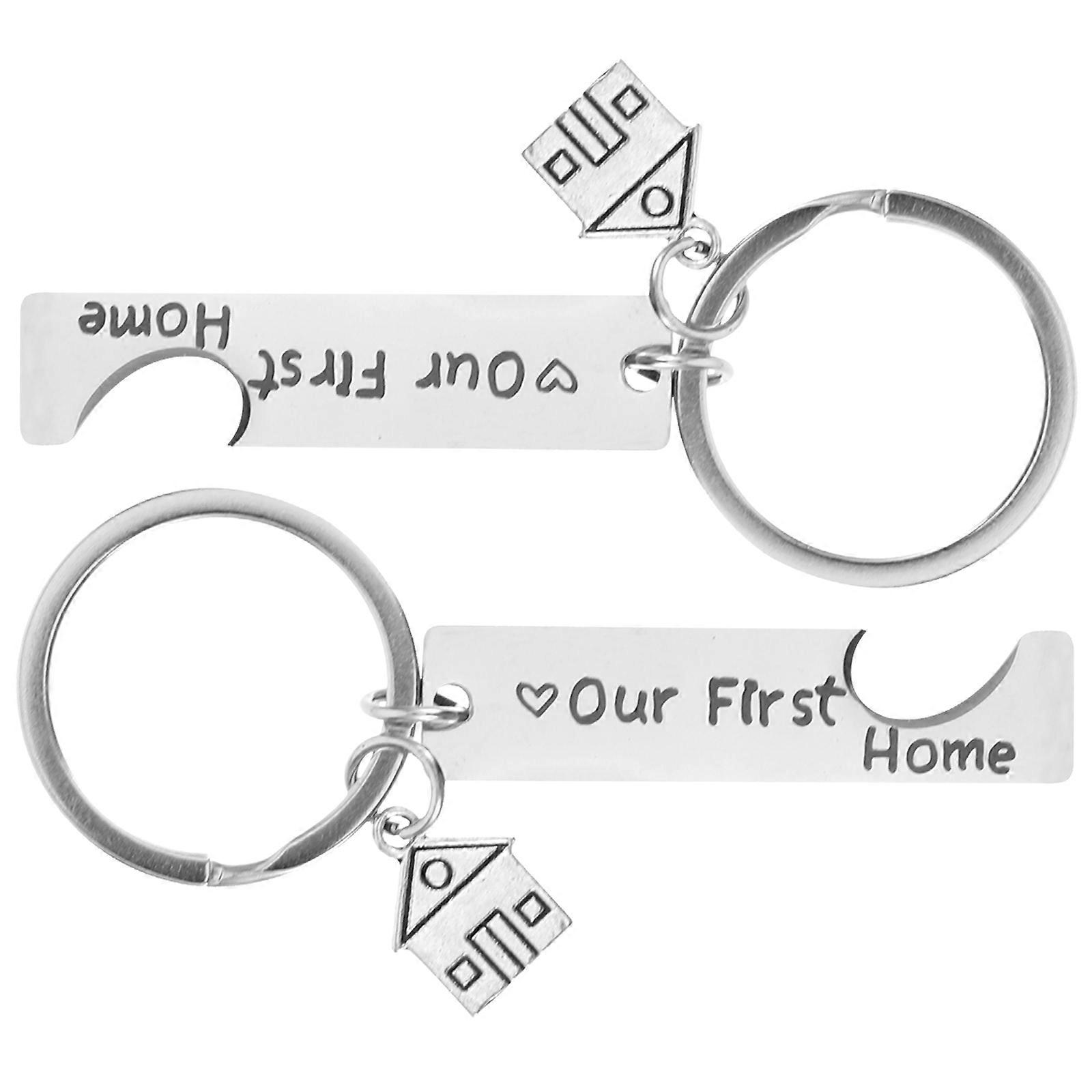 Silver Housewarming Keychain Decorative Keychain for 2Pcs