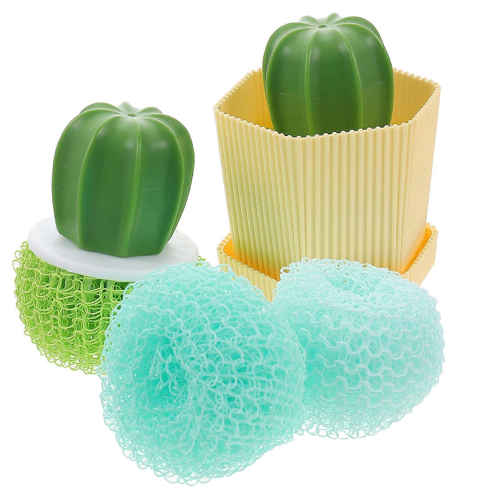 Cactus Shape Cleaning Balls Creative Kitchen Cookware Cleaning Brush 2Sets