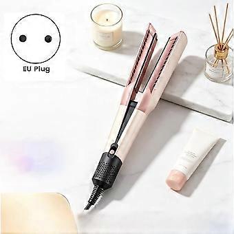 Secador de pelo y plancha 2 en 1 con iones negativos, doble función de calor para un secado y alisado rápidos. Ideal para viajes. Enchufe europeo.