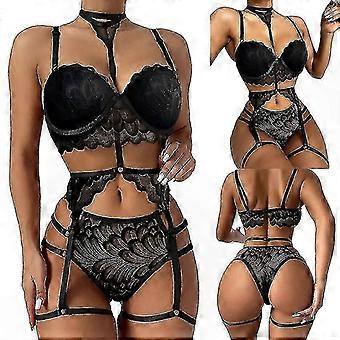 Spitze Strumpfband Dessous Set für Frauen Riemchen Sexy Unterwäsche Kollektion