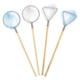 Miniatura de rede de pesca para casa de bonecas, acessório para captura de pequenos insetos, 4 peças