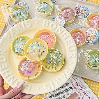 Simulation Soup Dumpling Squishy Fidget Toy With Tiny Steamer Holder, Glitter Sprinkle Filled Slow Rebound Stress Relief Pendant,A Random Color