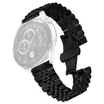 For Garmin Venu 2 Wrist Band 5-Bead Stainless Steel Butterfly Clasp Watch Strap