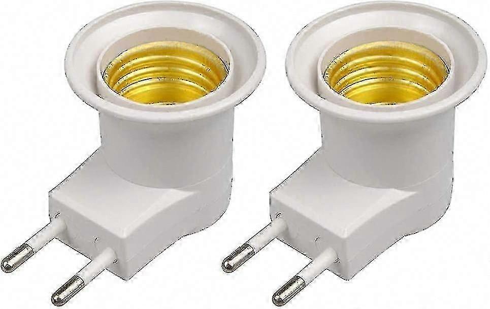 E27 LED Lamp Socket Adapter with On/Off Switch for Bulb Holder EU Plug (White, 2 Pack)