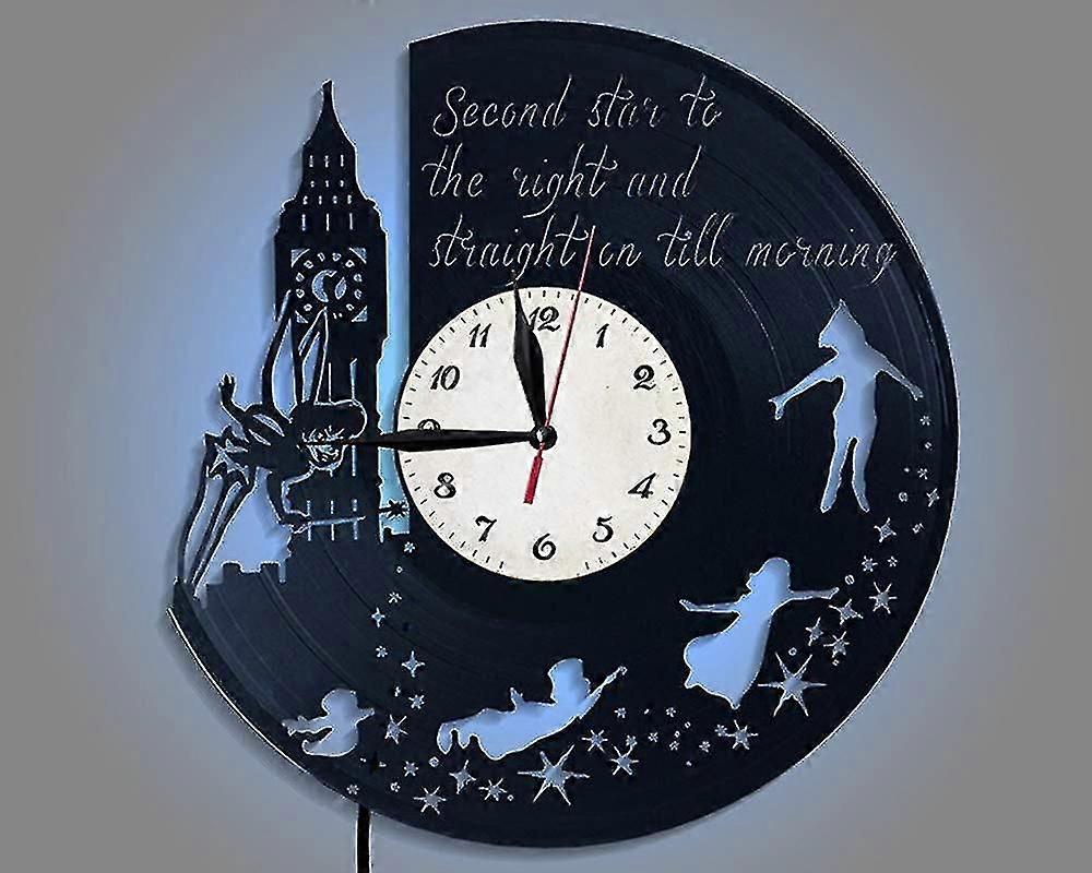Record The Peter Pan Clock Vinyl Wall Clock Creative Wall Clock Without Led Light 12 Inches
