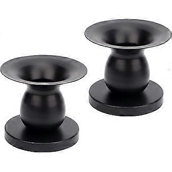Taper Candle Holder Set Of 2, Metal Candle Holders For Pillar Candles, Black Candlestick Holders, Candle Stands Decorative For Weddings, Parties And H