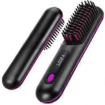 Upgrade Cordless Hair Straightener Brush, Mini Portable Travel Straightening Comb, 3 Temp Fast Heating Ionic Hair Straightener for Women All Hair Type