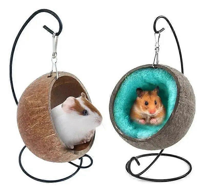 Hamster Coconut Shell Hanging Hammock Nest Hideout