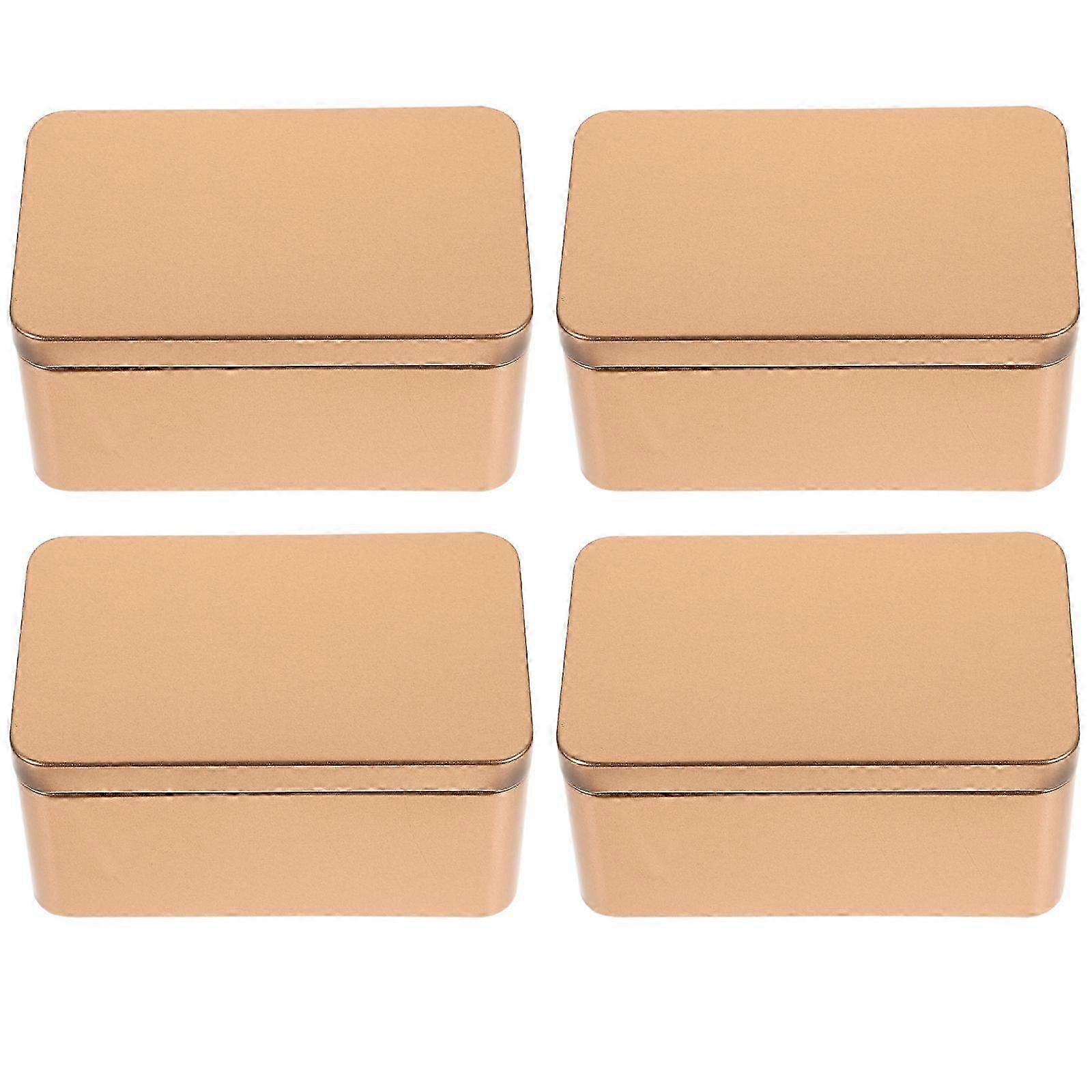 4pcs Rectangular Candy Tin Boxes Tea Storage Organizer Boxes Gift Wrapping Boxes
