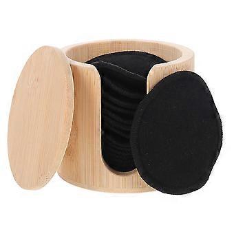 Reusable Bamboo Fiber Facial Makeup Remover Pads for Cleaning 16Pcs Black