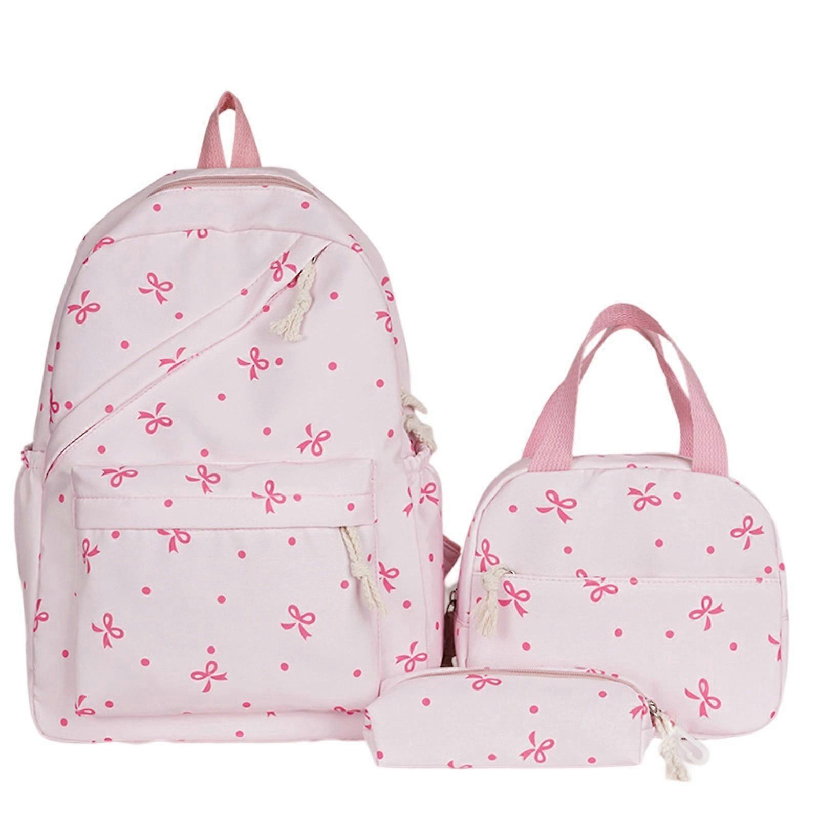 Large Capacity Backpack Computer Backpack Casual Shoulder Student Backpack Cartoon Multicolor Bowknot School Practical