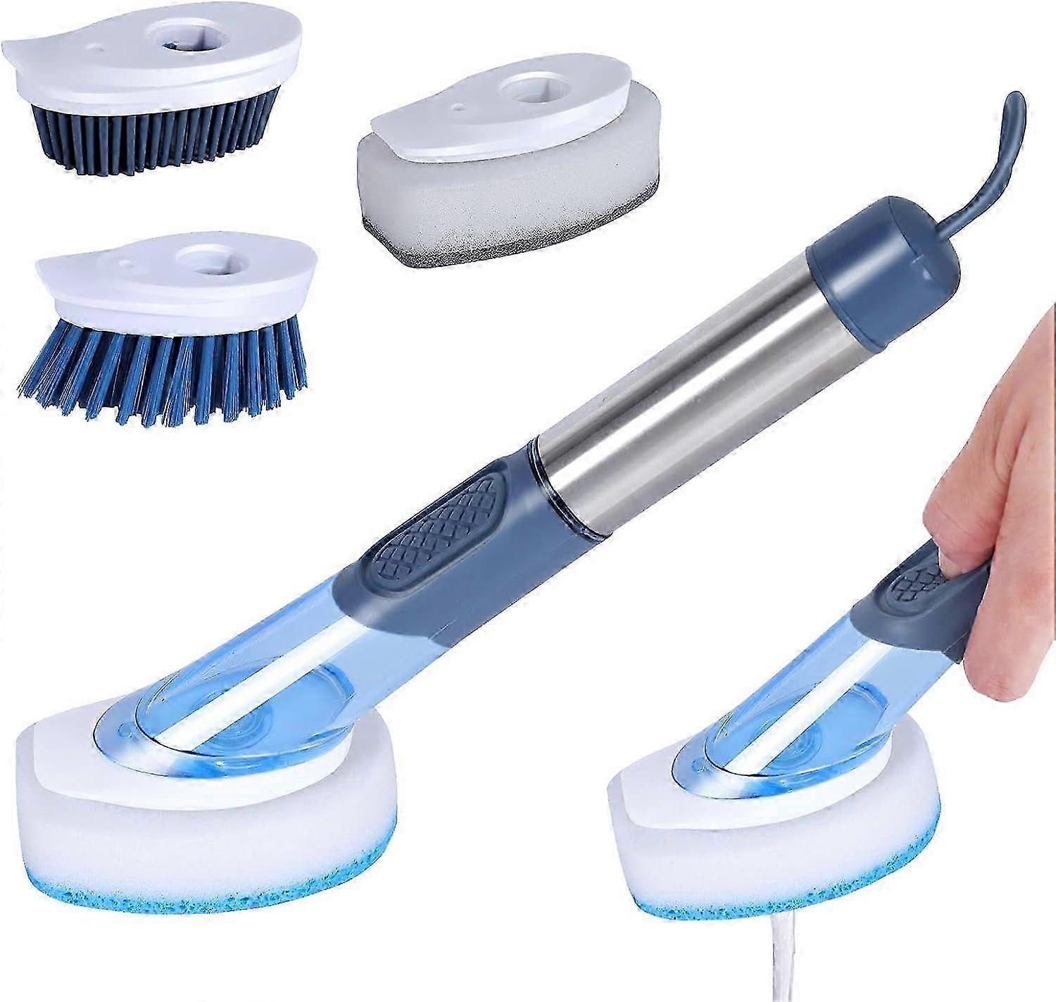 Scrubbing Dish Brush with 4 Different Replacement Heads, Kitchen Cleaning B