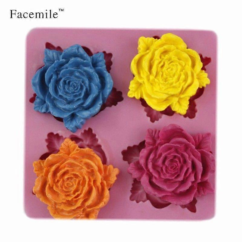 4-hole rose-shaped cake mold - 1PC