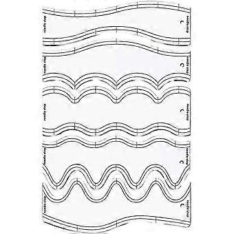 Conjunto de 5 Réguas Acrílicas Onduladas para Quilting, Estênceis para Desenho, Régua de Medição para Costura e Patchwork.