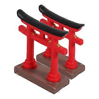 Japanese Mini Torii Gate Resin Ornament for Decoration 2Pcs Fish Tank Decor