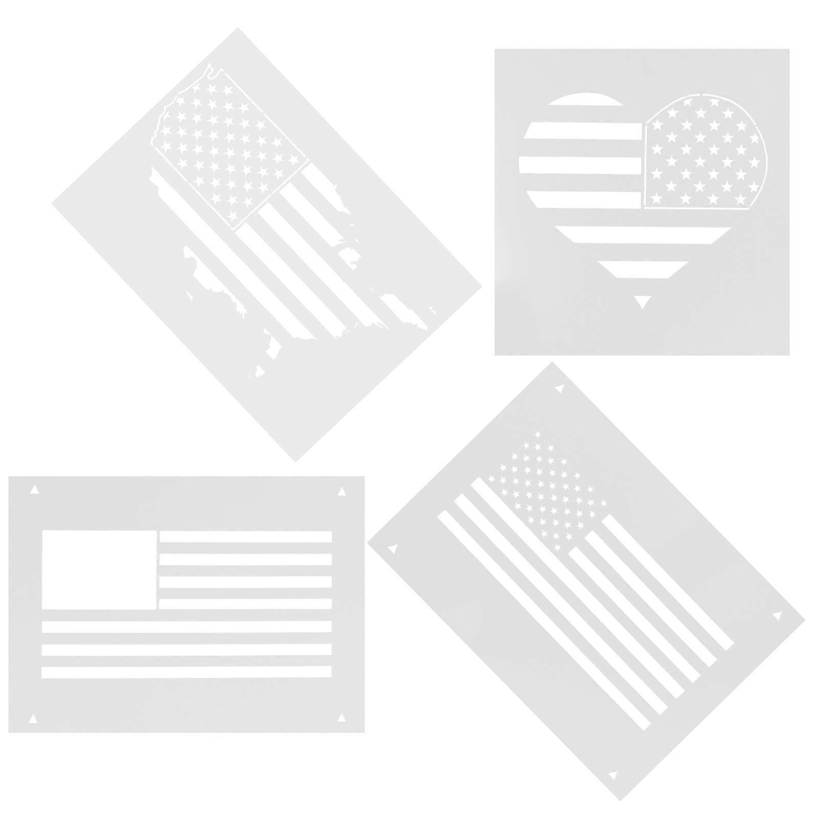 4Pcs American Element Wall Stencil Template for Drawing Beige Plastic Material