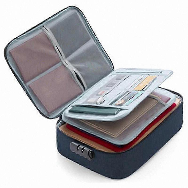 Secure & Organize Important Files, Blue Waterproof Document Storage Bag with Combination Code Lock