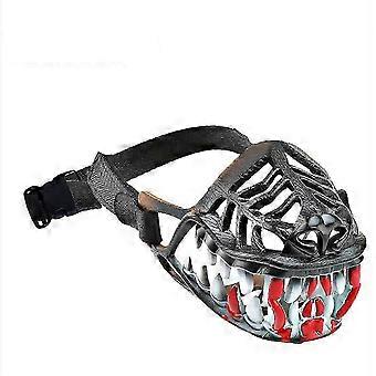 Dog Muzzle, Halloween-themed with realistic scary teeth, non-toxic plastic body, soft leather strip, adjustable nylon strap, breakaway buckle, breatha