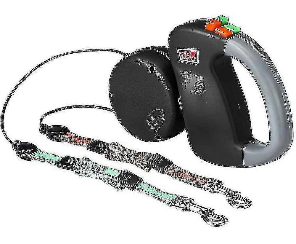 Double retractable leash compatible with two dogs no tangle