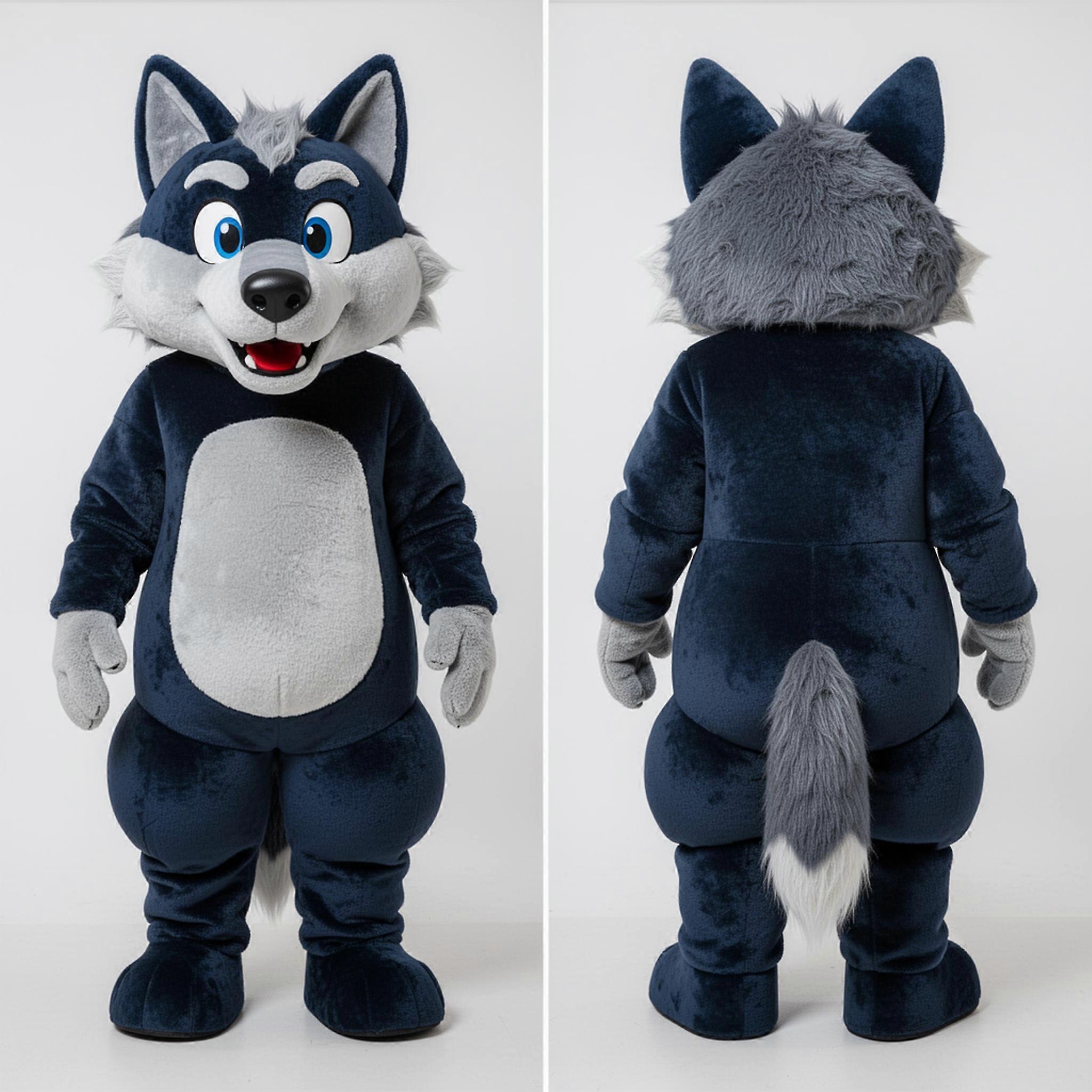 MASTICOT Navy Cartoon Wolf Mascot