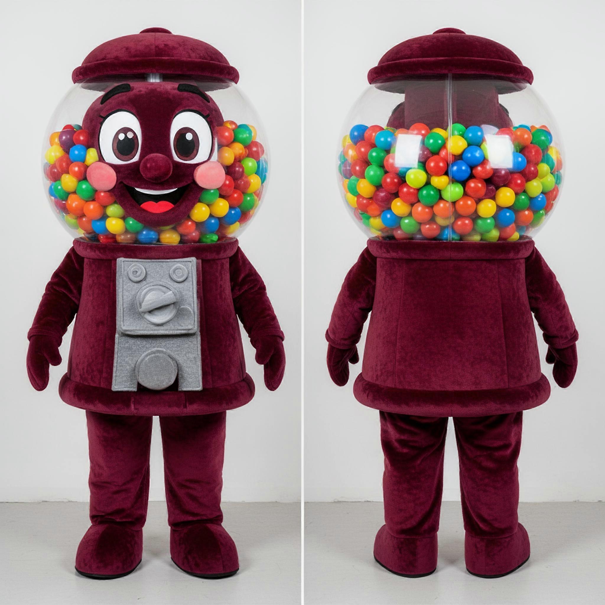 MASTICOT Maroon Rounded Gumball Machine Mascot