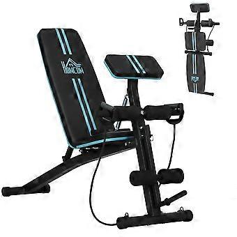 Foldable Weight Bench, Adjustable Strength Training Sit Up Ab Bench, Incline/Decline, Blue