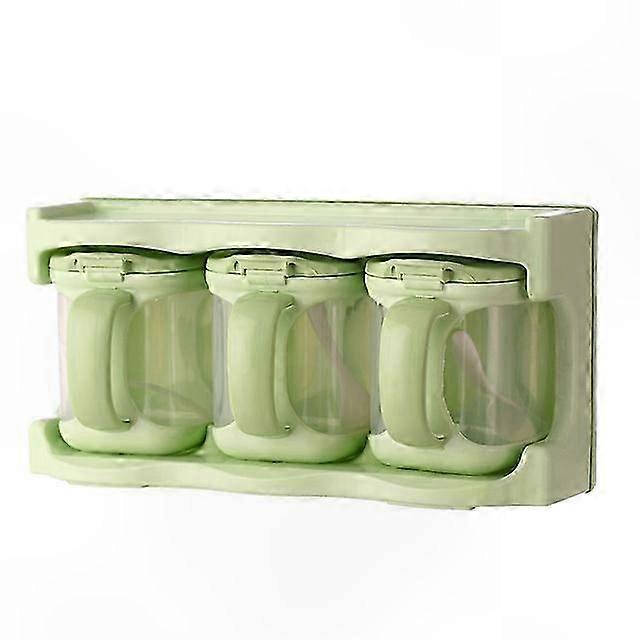 Four-Grid Plastic Spice Organizer Rack, Multi-Purpose Kitchen Storage Container, Green