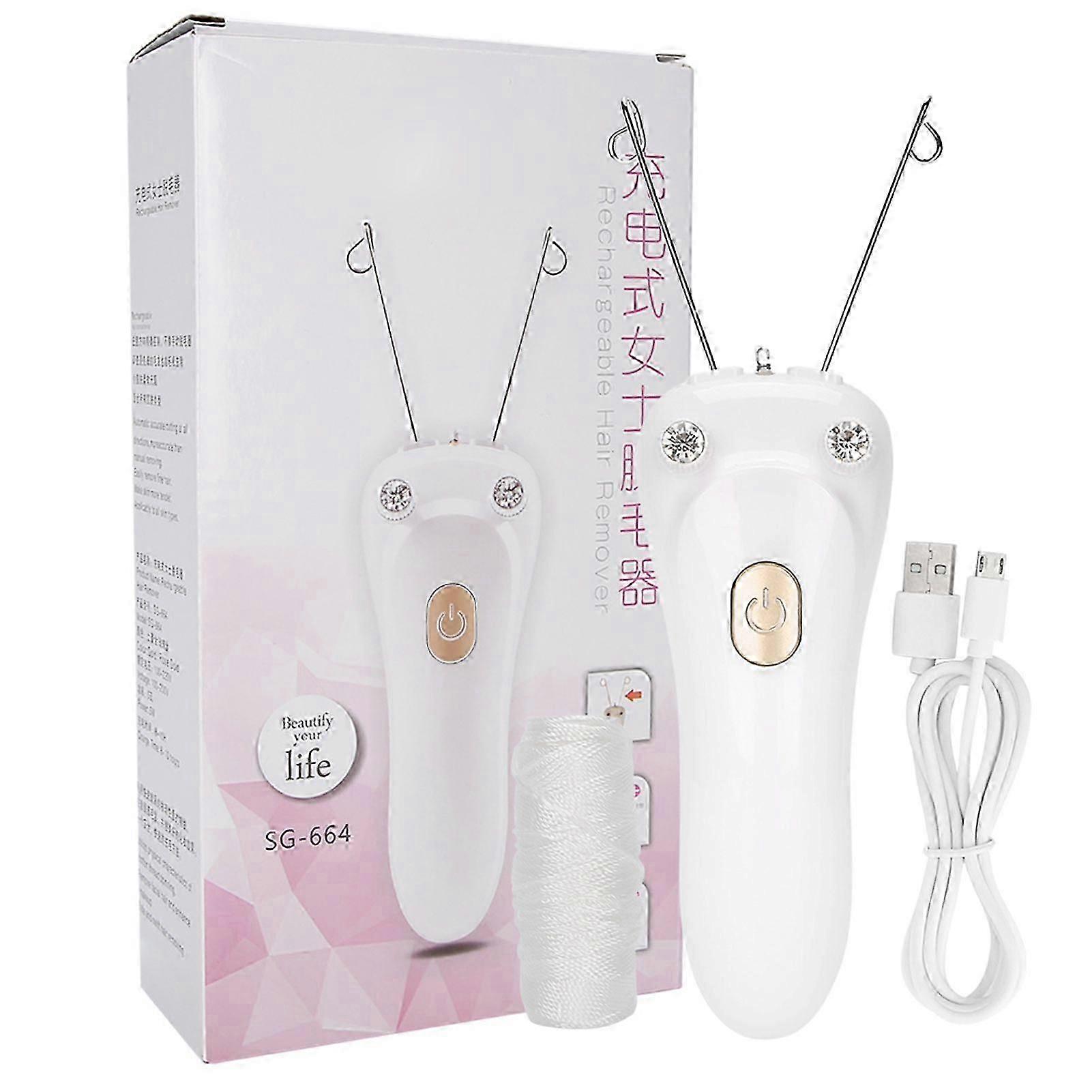 Épilateur électrique à fil de coton avec chargeur USB (câble USB et fil de coton inclus) (doré) qualité supérieure