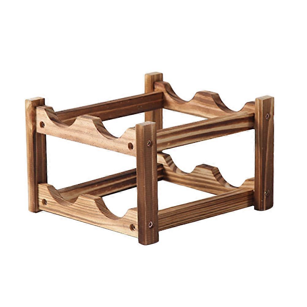 Bottle Rack for Storage Double-Layers Wooden Display Stand