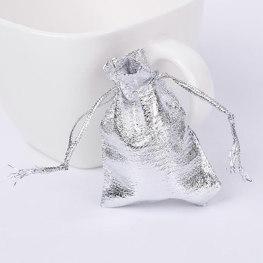 100pcs Organza Bags Rectangle Silver 7x5cm