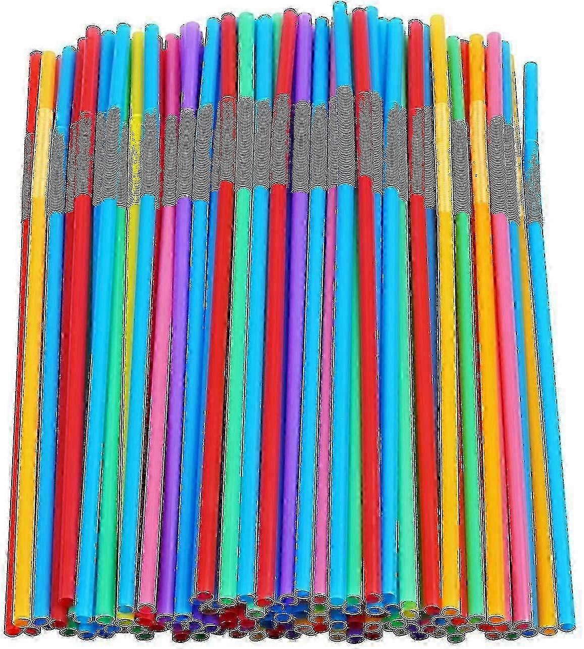 200 Canudos Longos e Flexíveis de Plástico Coloridos - Ótimo