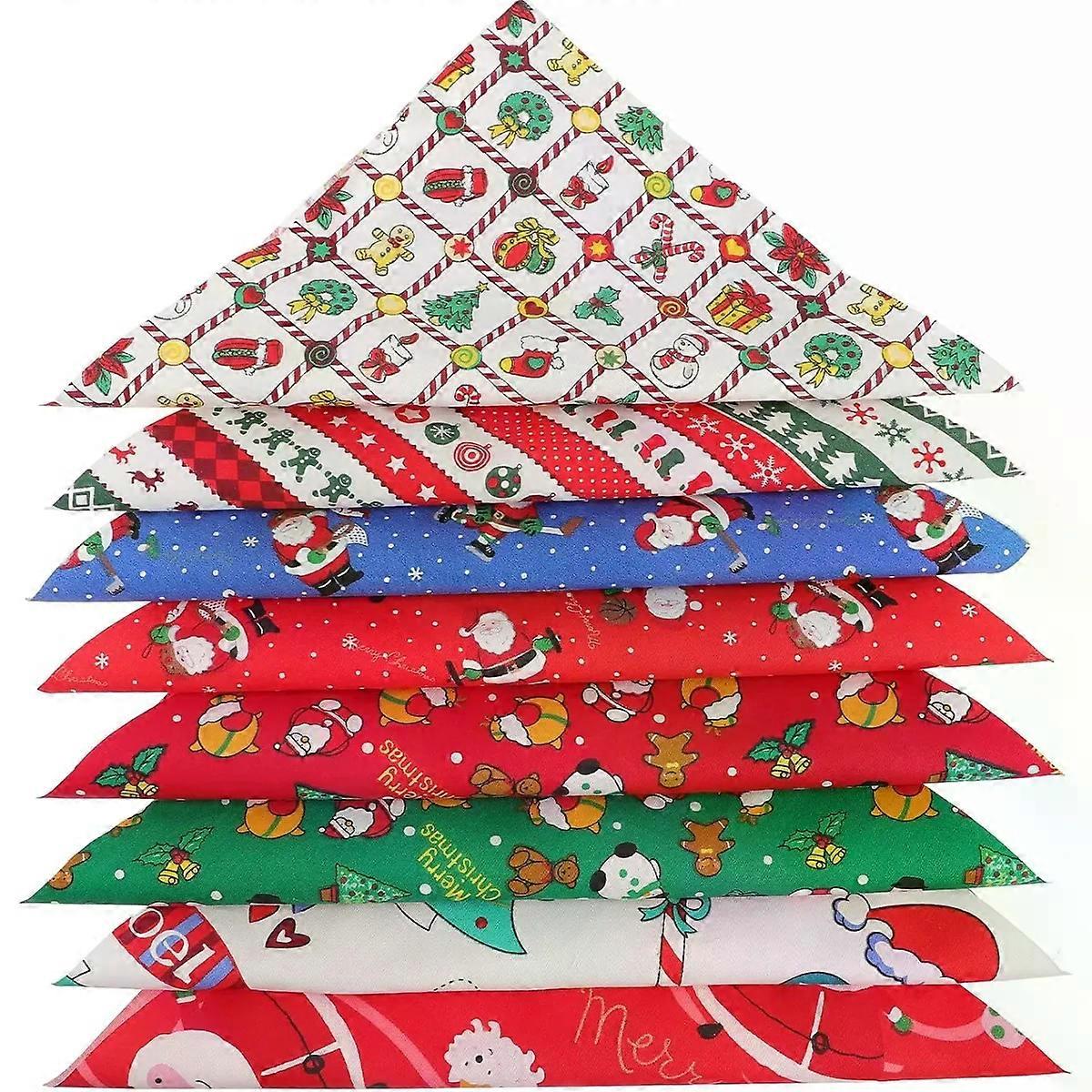 Cotton Fabric Sheets 8 Pcs, Classic Christmas Pattern