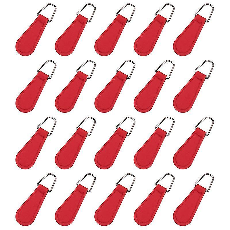 4.2X1.5x0.2cm Red Zipper Pulls 20pcs Zipper Tags Fixer Pull Replacement Zipper Heads Leather Zip Pen
