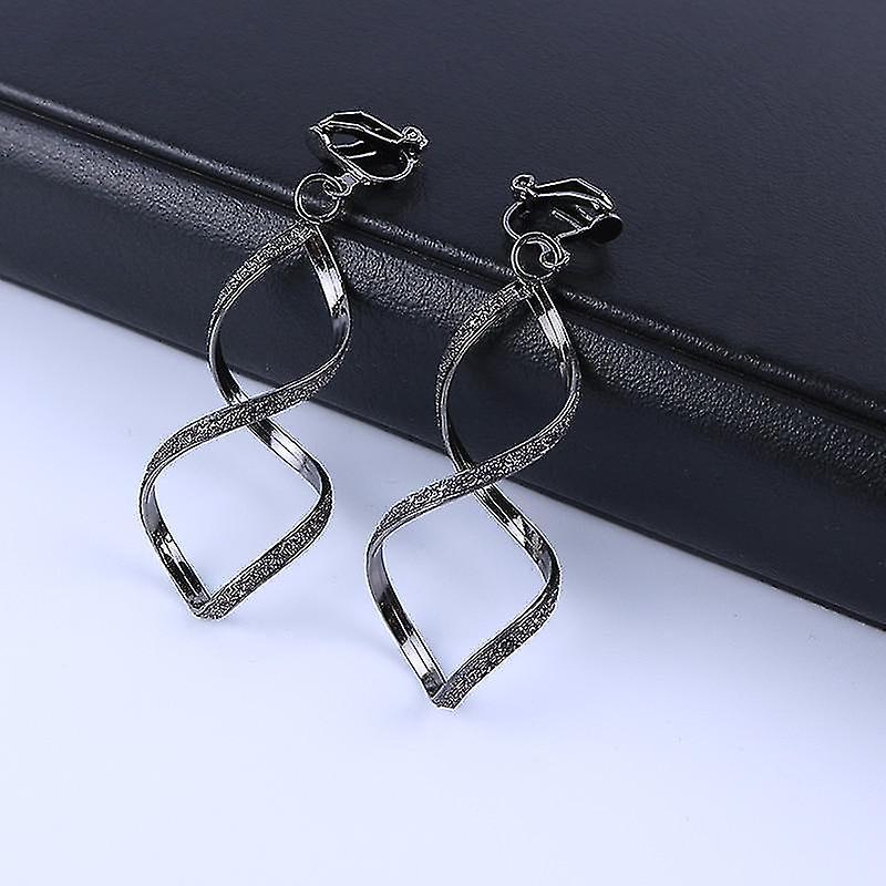 Geometry Irregular Metal Wave Pattern Glitter Clip-on Earrings
