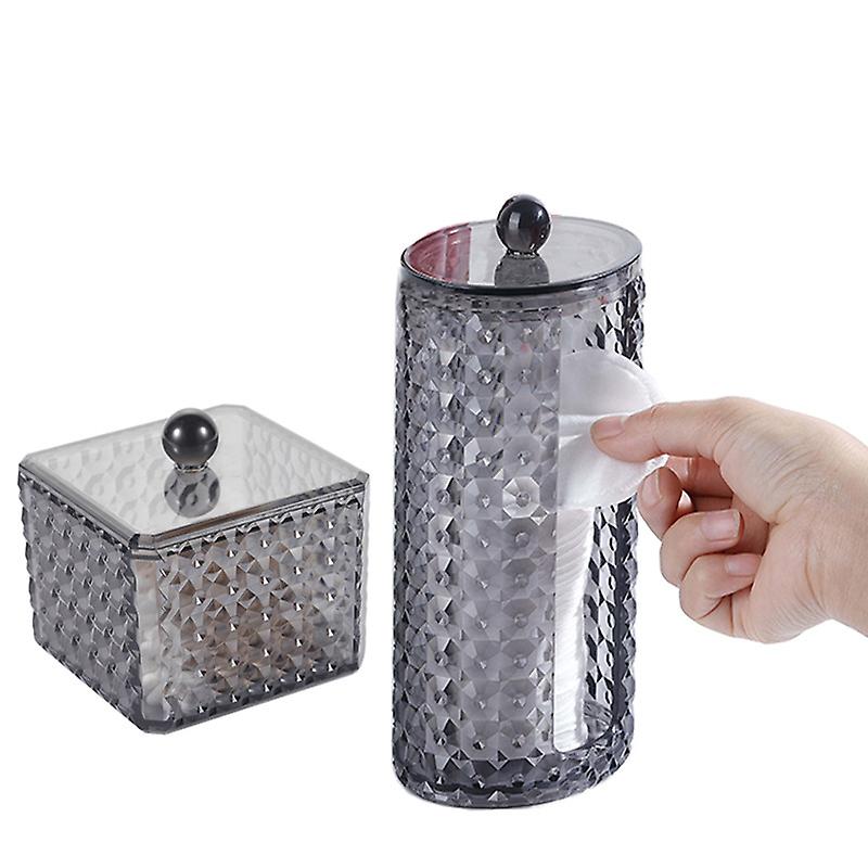 Makeup Organizer - Cotton Swab Holder and Multi-function Cylindrical Storage Box with Lids