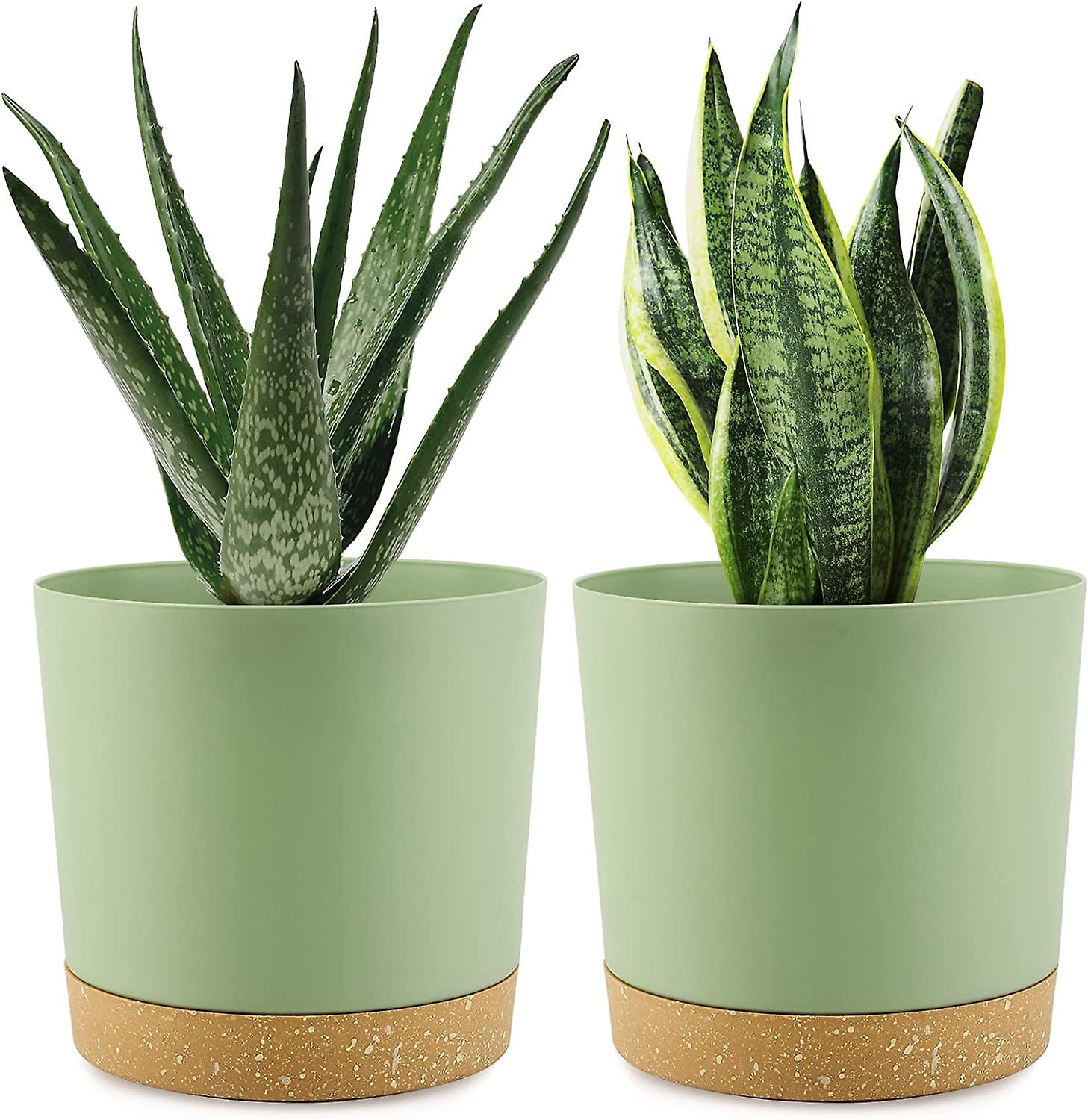 2pcs Plastic Flower Pots With Saucers
