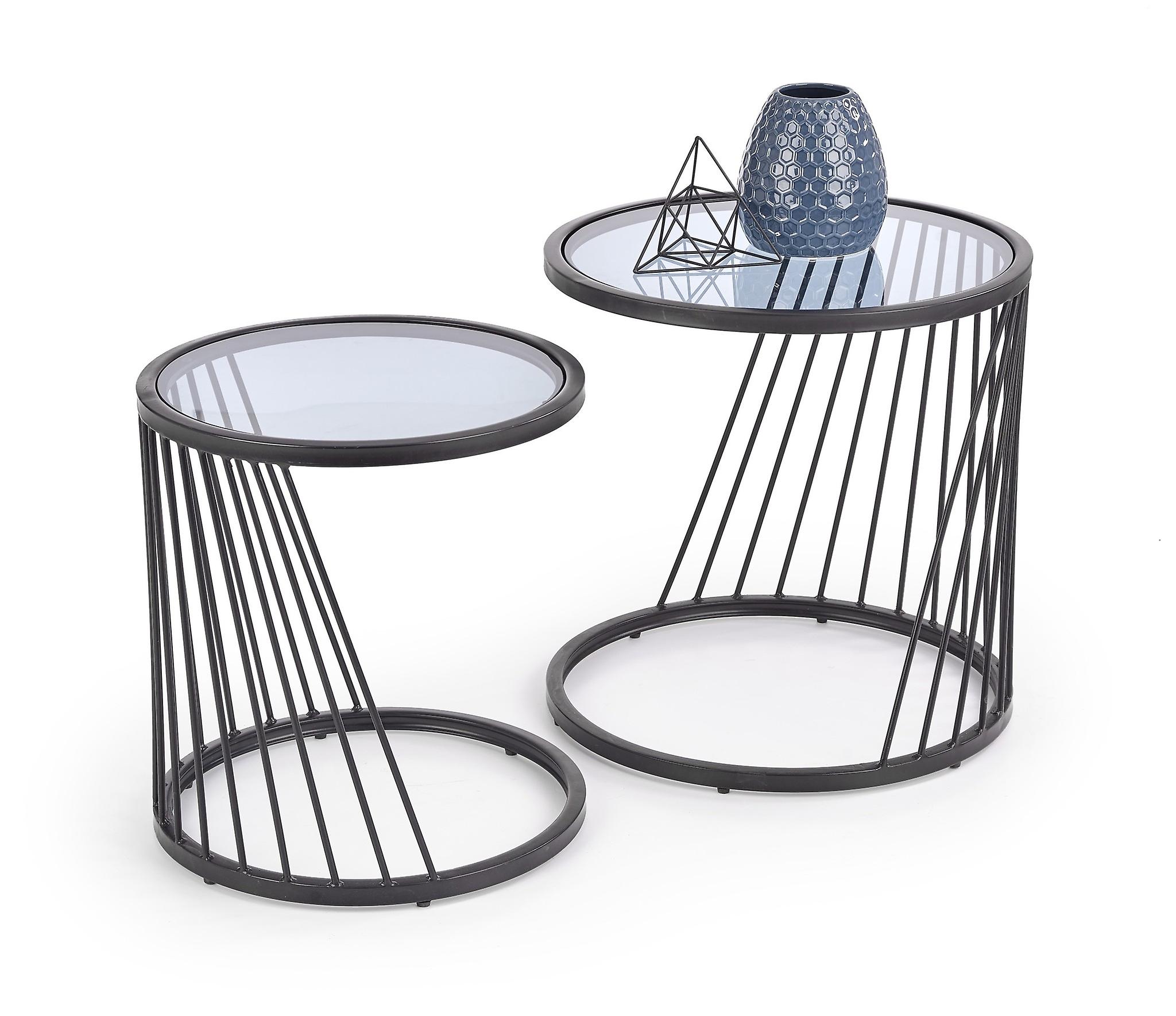 ANTILLA - table basse - deux parties - verre - rond - noir