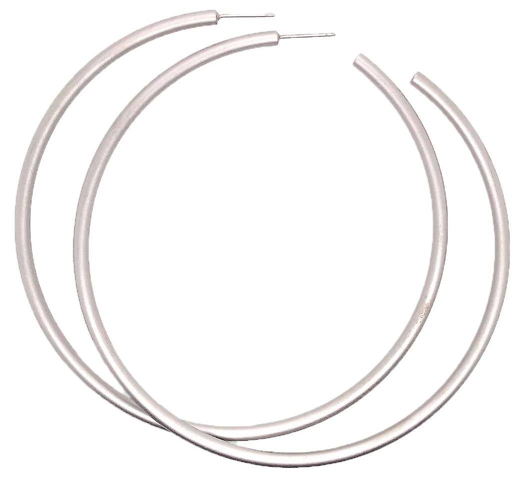 Ti2 Titanium Extra Large Round Hoop Earrings - Natural Brushed Silver