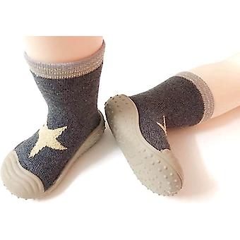 Baby Toddler Sock Sko-6-Toddler Grey Star Infant Soft Rubber Sole Sko Åndbar bomuld Første Walking Sko Anti-Slip for børn Baby Girls Boys