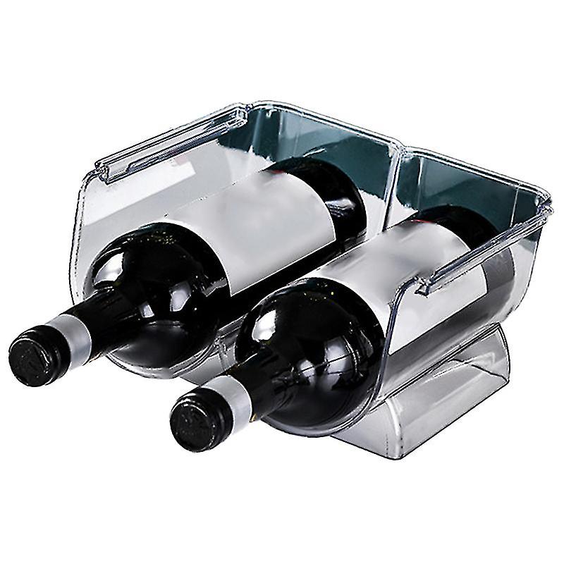 Wine Organizer Stackable Plastic Transparent Water Bear Bottle Holder Rack for Home Display 2 Bottles Transparent