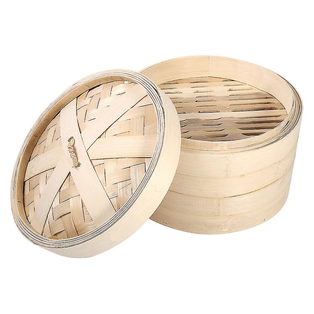 BLLBOO-Food Steamer - Bamboo Steamer 2 Sizes 2 Tiers Bamboo Steamer Basket Chinese Natural Rice Cooking Food Cooker with Lid New(22cm)