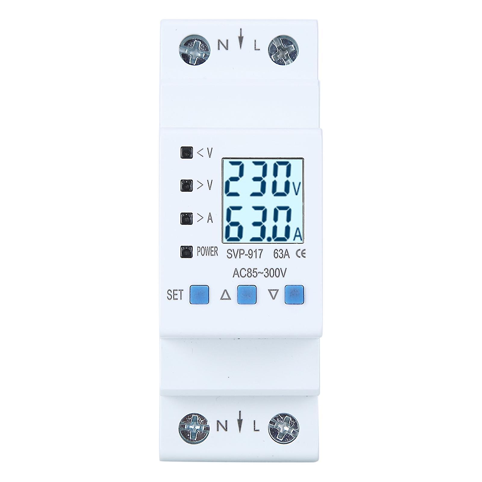 Voltage Protector Single Phase Auto Recovery Protective Device with Voltage Current Power Display(63A )