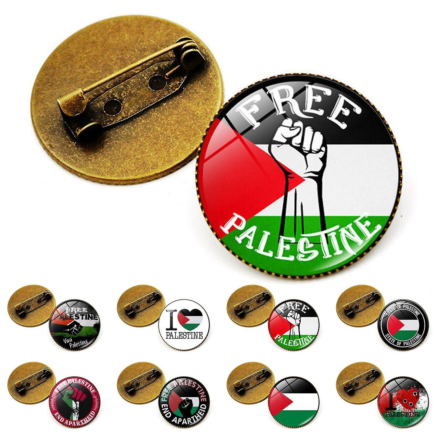 Palestine Flag Round Pin Badge | Metal Flag Pin | 1 Piece | Made In France