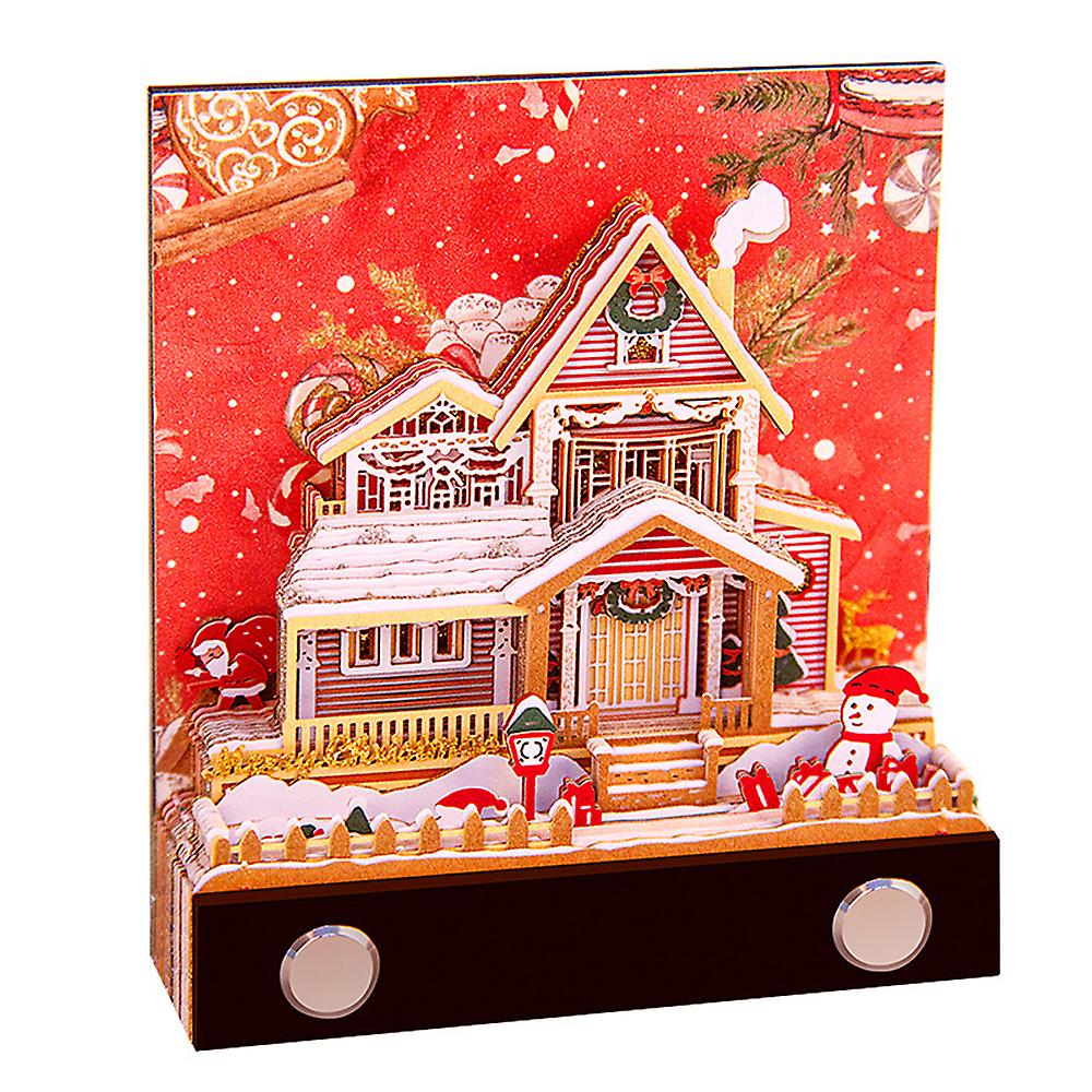 3d Memo Pad Christmas House Notepad Non-sticky Notes Paper Carving Convenience Stickers Art Craft Gift For Christmas Housewarming Desktop Decoration G