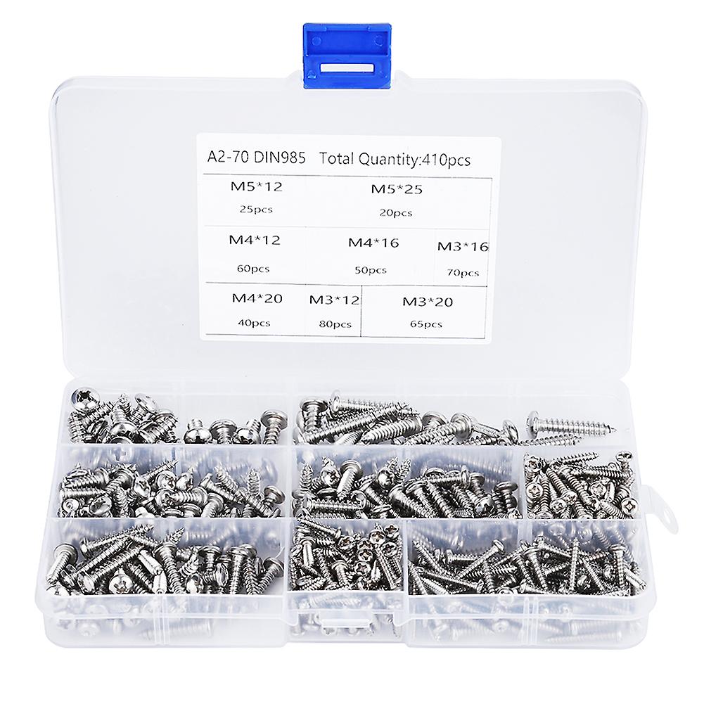 410PCs Self Tapping Screw Hardware Mixed Set Mini Power Tool Accessory Round Head M3 / M4 / M5
