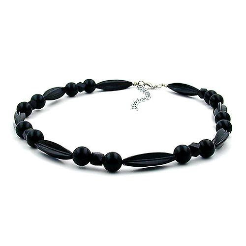 Chain 30x9mm grooved olive plastic glossy black 45cm