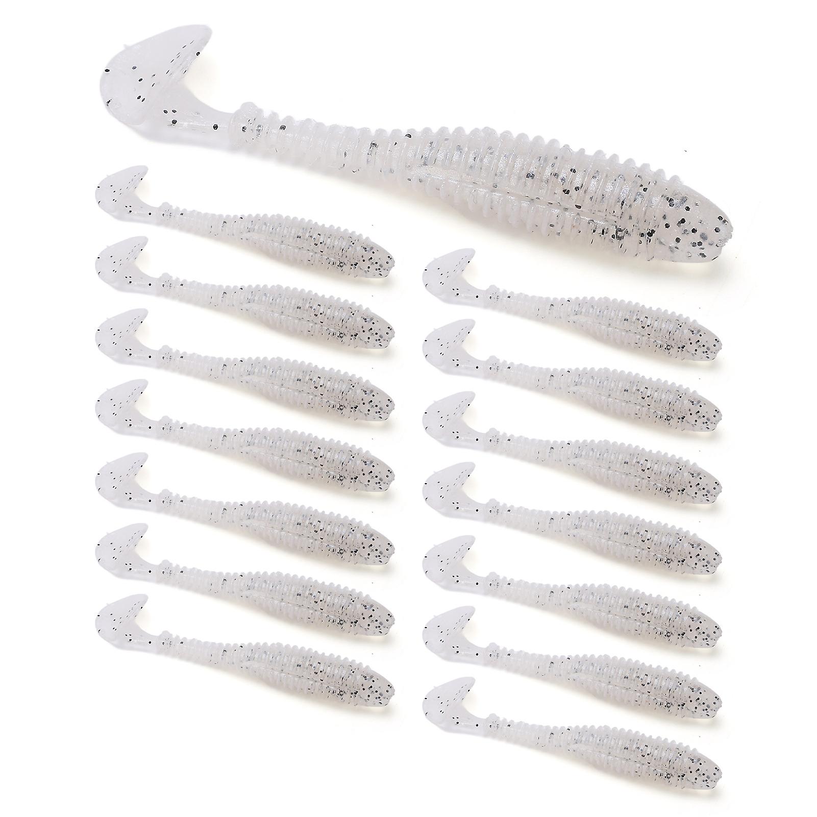 15Pcs Silicone Soft Lure Simulation T Tail Fishing Bait Double Color with Spiral Pattern for Sea Fishing