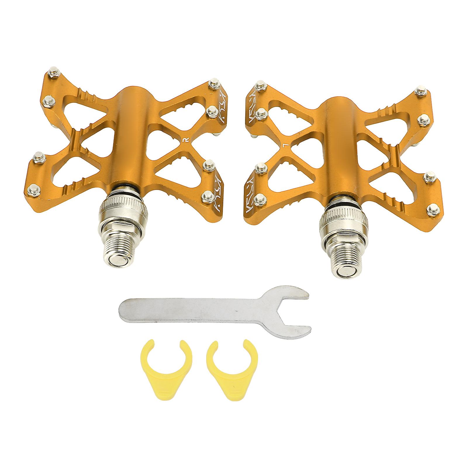 1 Pair LP Litepro K5 Aluminum Alloy Quick Release Pedals for Folding Road Mountain Bikes (Gold)