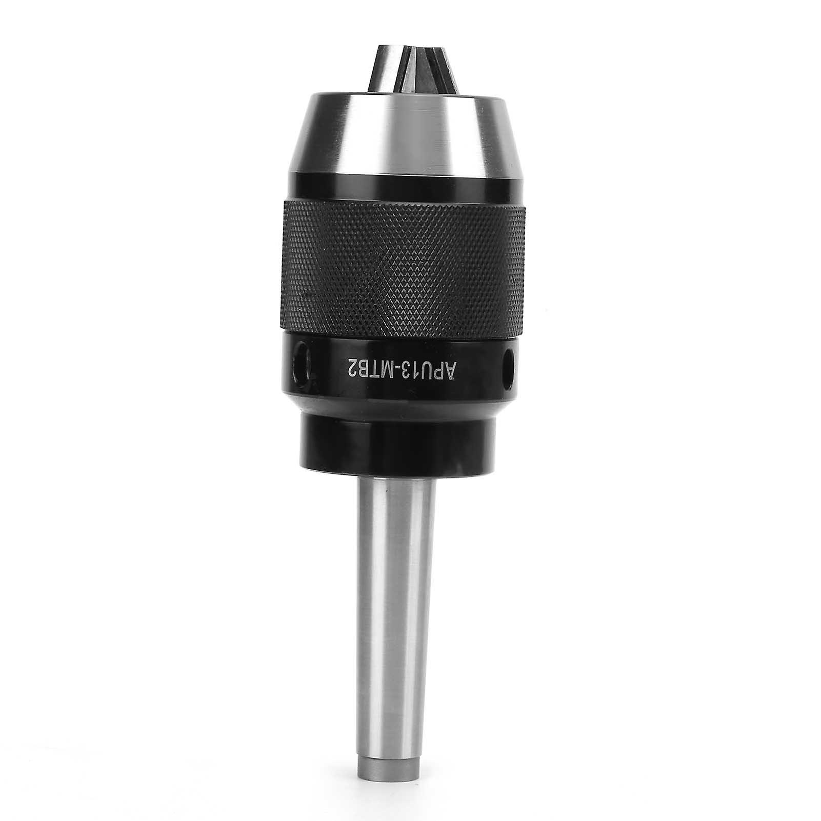 MechKit Lathe Drilling Tool Drill Chuck Back Pull Self-Tightening 3-Jaw Straight Shank Lathe Drilling Tool APU1TB2, Compatible with Taper Shank,